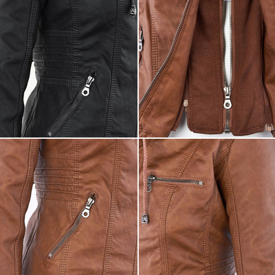 MP | Veste en cuir à la mode avec capuche