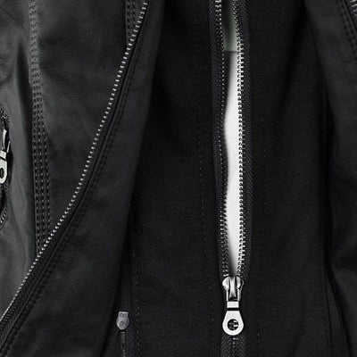 MP | Veste en cuir à la mode avec capuche