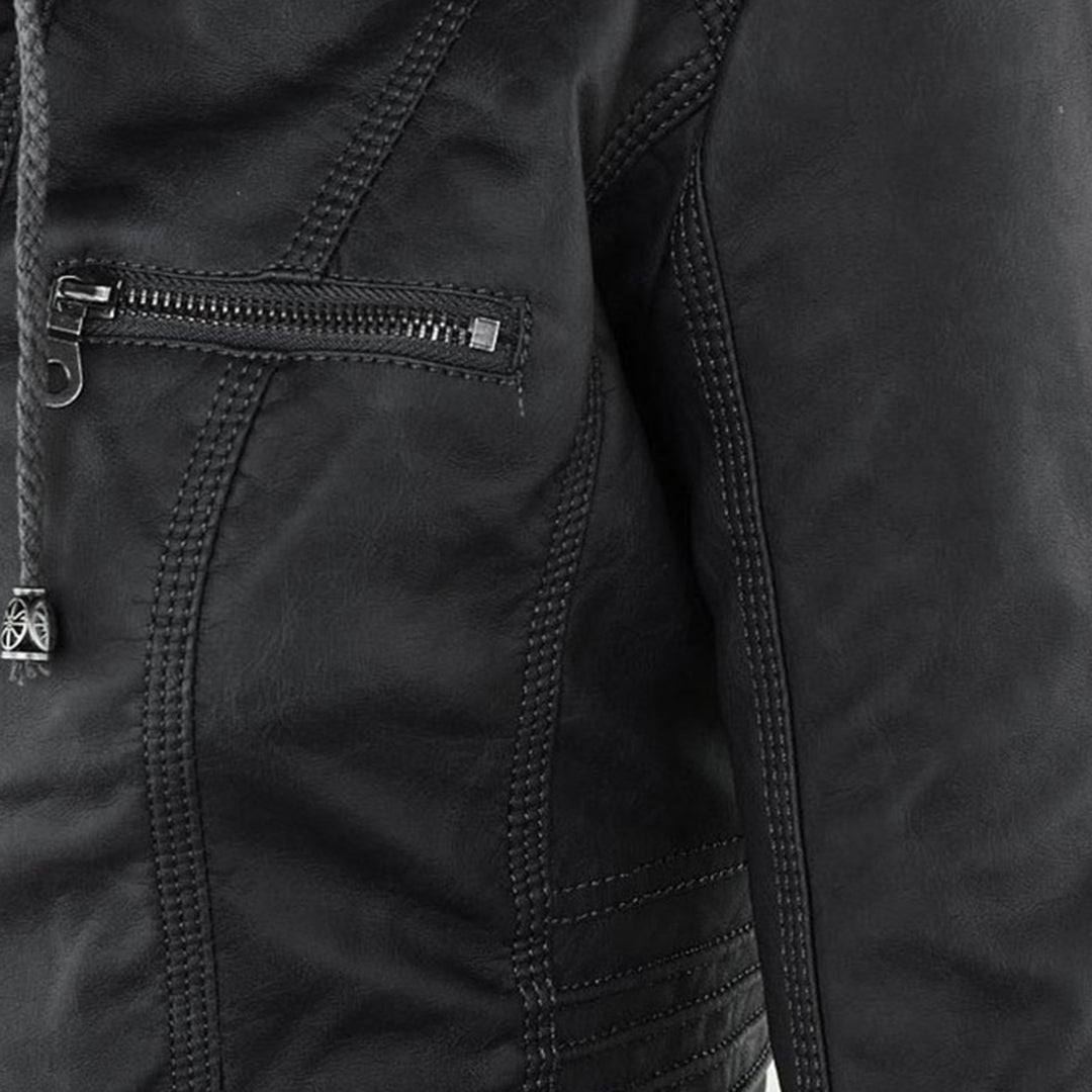 MP | Veste en cuir à la mode avec capuche