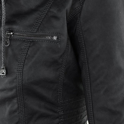 MP | Veste en cuir à la mode avec capuche