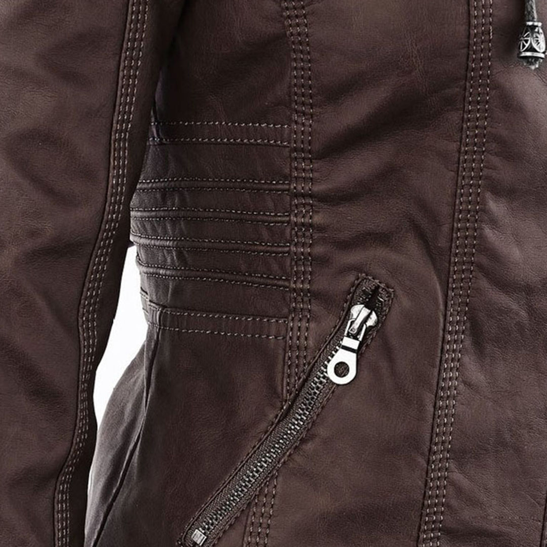 MP | Veste en cuir à la mode avec capuche