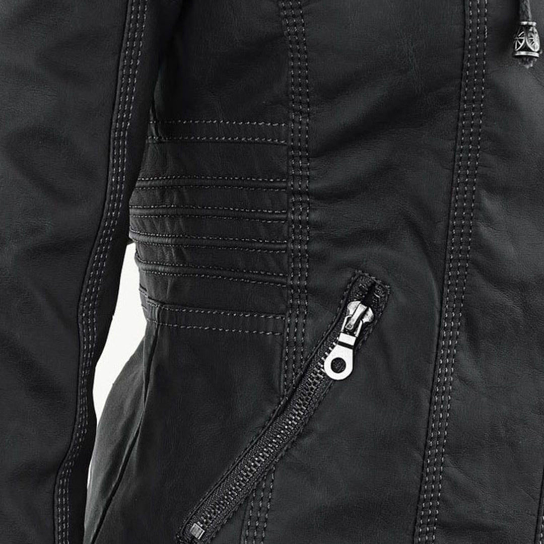 MP | Veste en cuir à la mode avec capuche