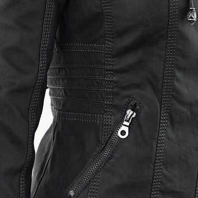 MP | Veste en cuir à la mode avec capuche