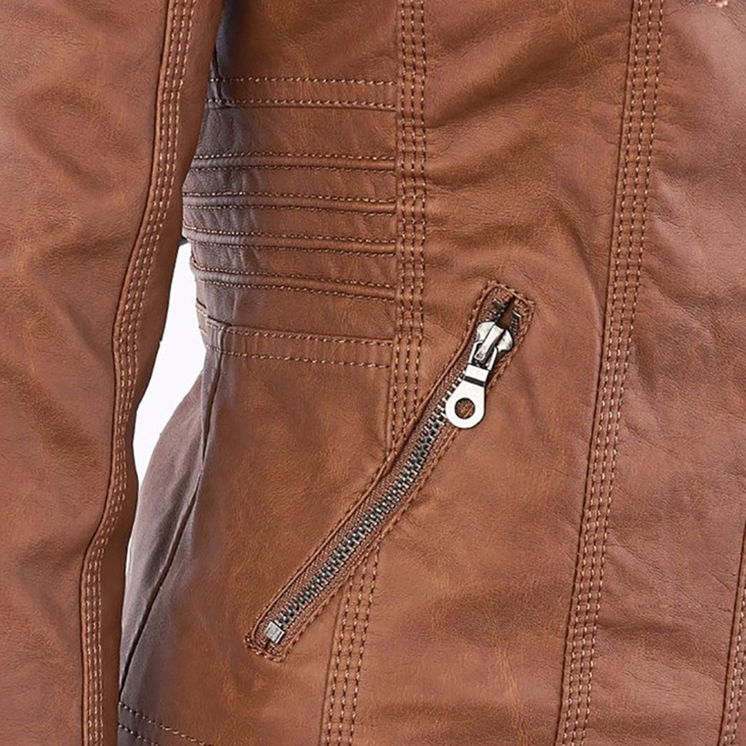 MP | Veste en cuir à la mode avec capuche