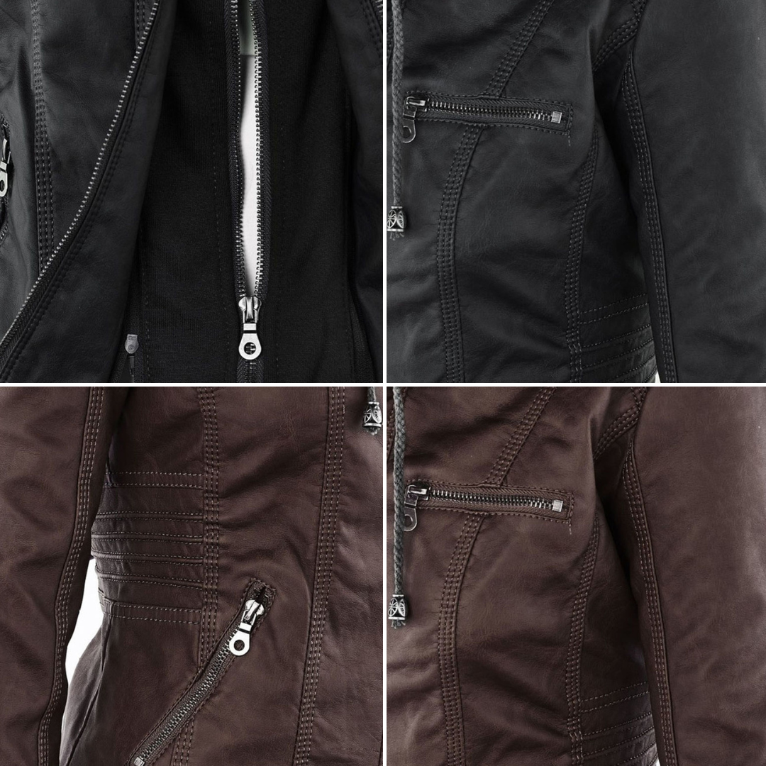 MP | Veste en cuir à la mode avec capuche