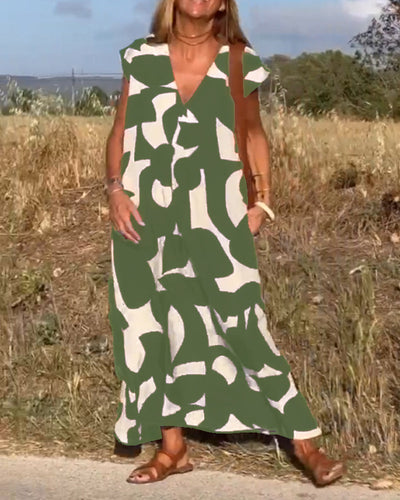 STÉPHANIE - ROBE IMPRIMÉE À COL EN V
