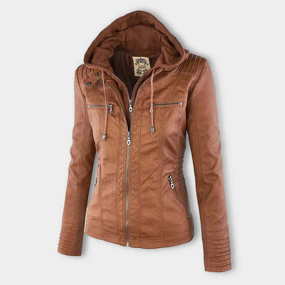MP | Veste en cuir à la mode avec capuche