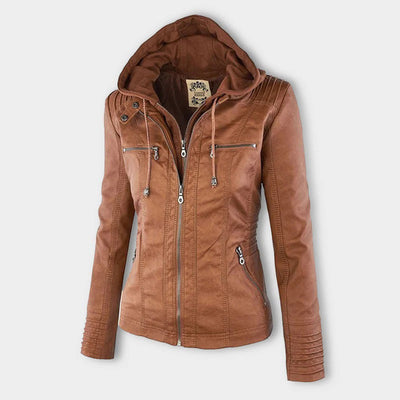 MP | Veste en cuir à la mode avec capuche