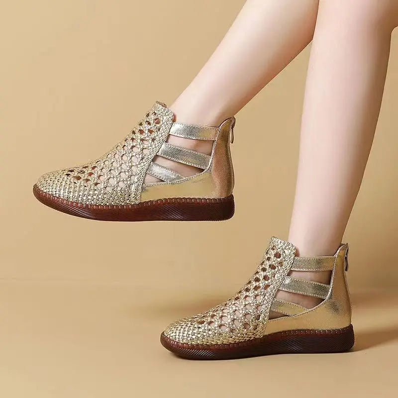Cléopâtre Bottes sandales - Confortable et élégant (Cuir véritable)