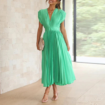 Aroa - Robe longue plissée avec ceinture