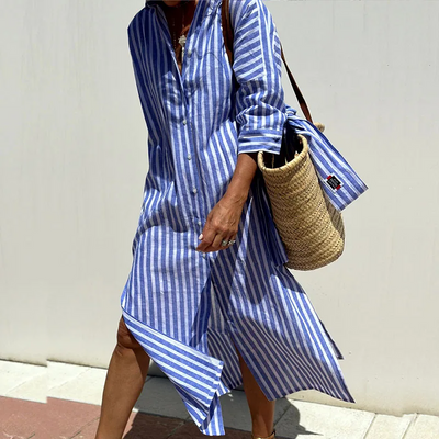 PALOMA - ÉLÉGANTE ROBE CHEMISE À RAYURES