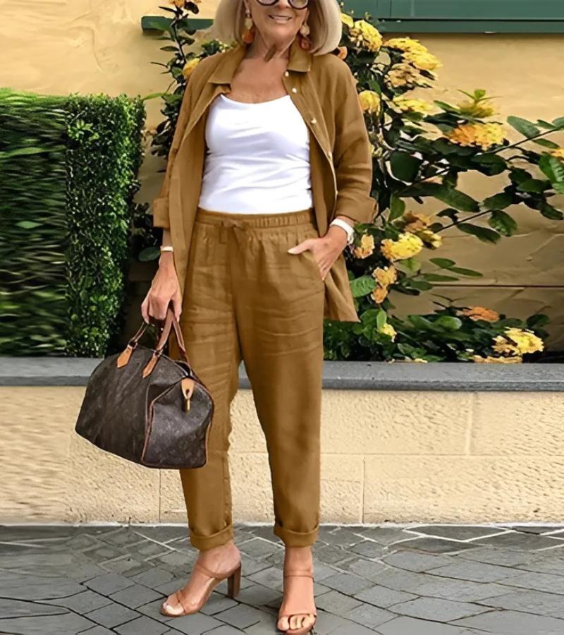 MARTINA | Ensemble chemise et pantalon en lin-coton