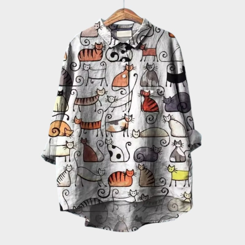 LUCIANA | Blouse Oversize avec Chats Stylisés et Confort Unique pour Chaque Jour