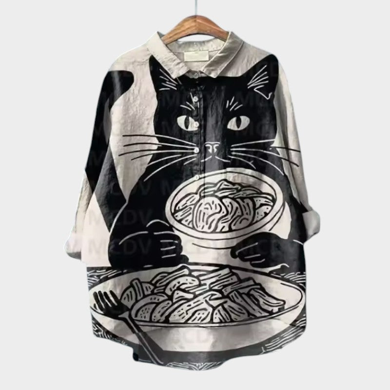 VIVIANA | Blouse Oversize avec Chats Aquarelle et Confort Joyeux pour Chaque Moment