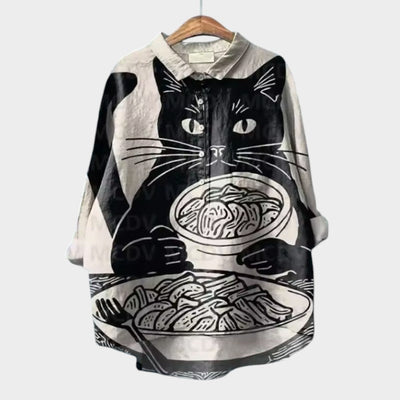 VIVIANA | Blouse Oversize avec Chats Aquarelle et Confort Joyeux pour Chaque Moment