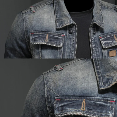 Radeko - Veste en jean pour homme Slim Fit