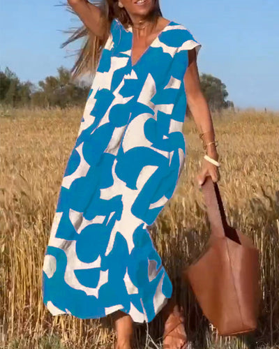 STÉPHANIE - ROBE IMPRIMÉE À COL EN V
