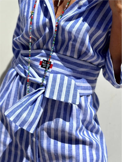 Denise | Robe rayée avec col