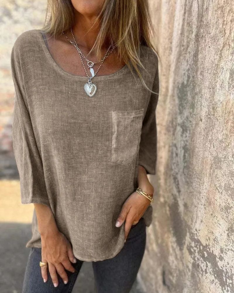 CEMAGI - T-shirt décontracté en coton et lin