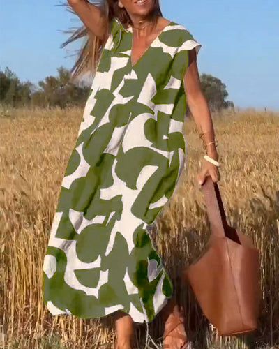STÉPHANIE - ROBE IMPRIMÉE À COL EN V