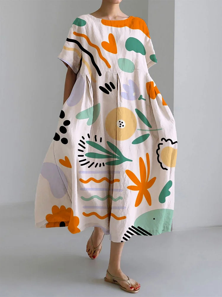 MP™ MILENA | Robe Longue Colorée avec Confort Léger et Imprimé Artistique pour un Style Estival Unique