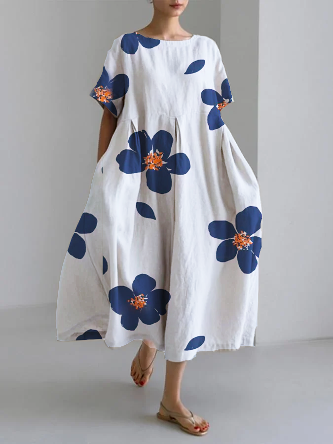 MP™ CATERINA | Robe d'Été Longue avec Fleurs Vives et Confort Doux pour Journées Ensoleillées