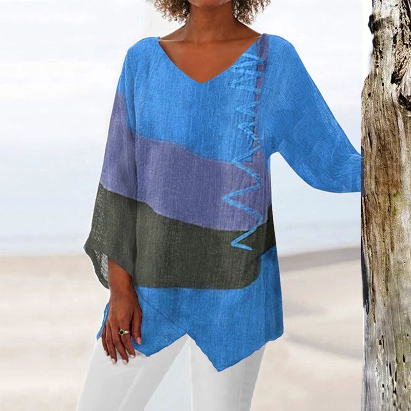 Helene | Haut Color Block à Col V Élégant