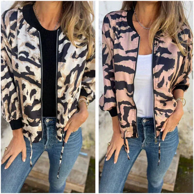 Zaira™ | Veste Printanière à Zip à Motif Zebra