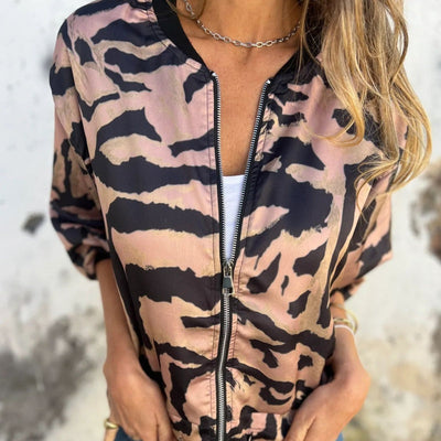 Zaira™ | Veste Printanière à Zip à Motif Zebra