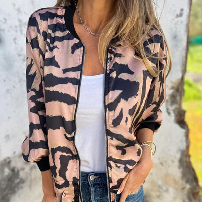 Zaira™ | Veste Printanière à Zip à Motif Zebra