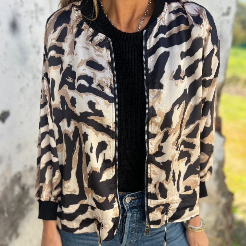 Zaira™ | Veste Printanière à Zip à Motif Zebra
