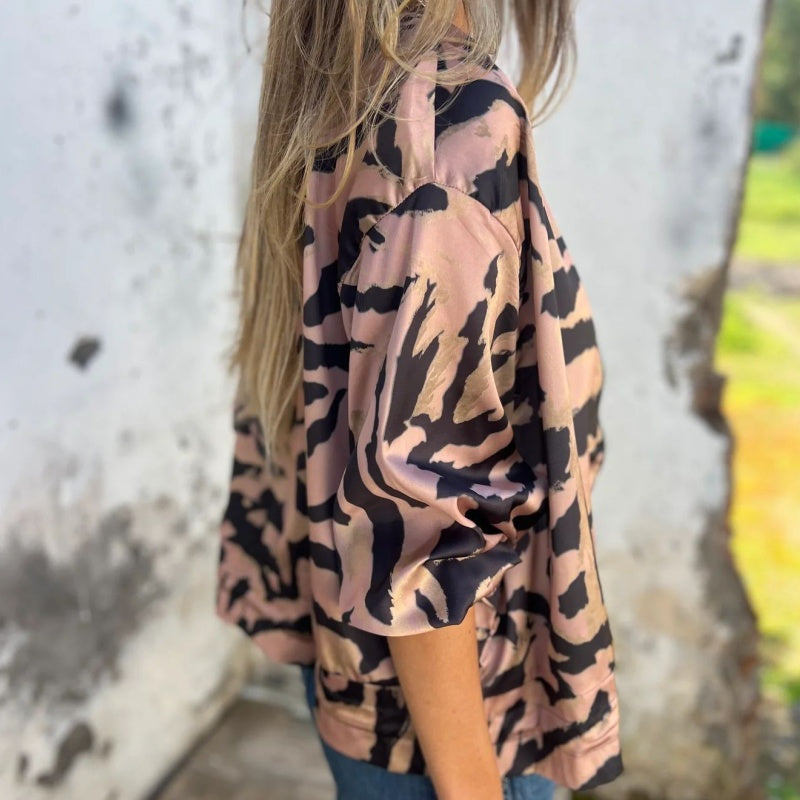 Zaira™ | Veste Printanière à Zip à Motif Zebra