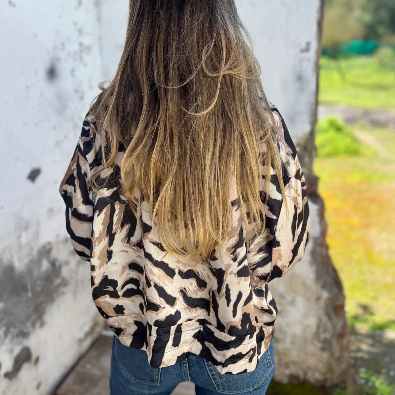 Zaira™ | Veste Printanière à Zip à Motif Zebra