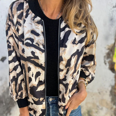 Zaira™ | Veste Printanière à Zip à Motif Zebra